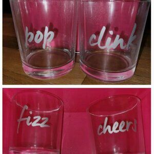 NIB 🍾🫧🍻🥂 Set of 4 Ulta Drinking Glasses, 4 Silver Coasters, & Decorative Box